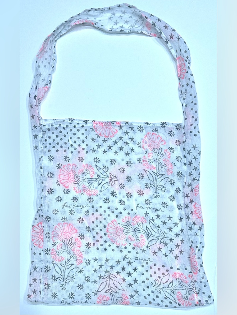 Free People Reusable MEDIUM Tote Crossbody Shoulder Bag, Gauze Boho Shopping Bag - Picture 3 of 7